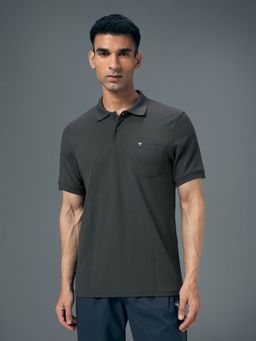 Technosport - Grey Polyester Collar Neck Half Sleeves Polo T-Shirt