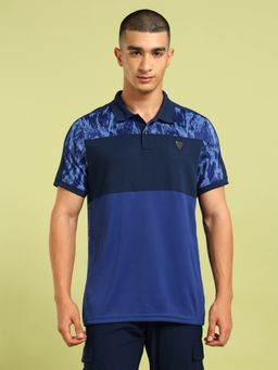 Technosport - Blue Polyester Collar Neck Half Sleeves Polo T-Shirt