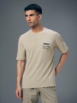 Technosport - Beige Polyester Round Neck Half Sleeves T-Shirt