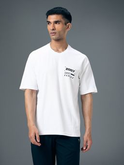 Technosport - White Polyester Round Neck Half Sleeves T-Shirt