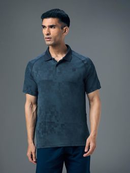 Technosport - Navy Blue Polyester Collar Neck Half Sleeves Polo T-Shirt