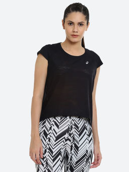 ASICS - Ventilate Crop Black Women Running T-shirts