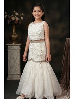 Lagorii - Cream Floral Embroidered Lehenga With Choli