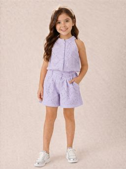 Stylo Bug - Embroidery Sleeveless Top & Shorts - Purple