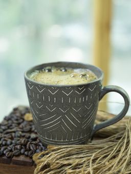 Voncasa - Ceramic Coffee Mug Light Blue & Engraved