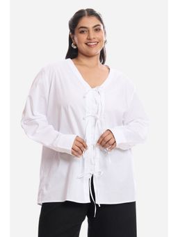 Virgio - Solid Cotton Tie Up White Top