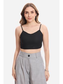 Virgio - Solid Cotton Black Crop Top