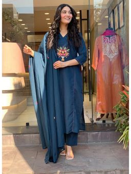 Gahan - Embroidered Rayon Straight Kurta & Pant with Dupatta