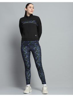 Rock.it - Womens Printed Black Mock Neck Full Sleeve Co-Ord (Set of 3)