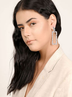 Odette - White Solid Plain Mixed Metal Earrings