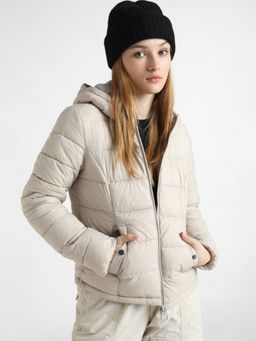 ONLY - Cream Hooded Short Puffer Jacket