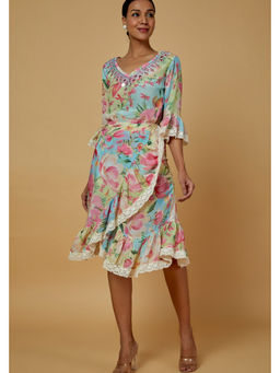 Gopi Vaid - Khushi Blue Wrap Dress
