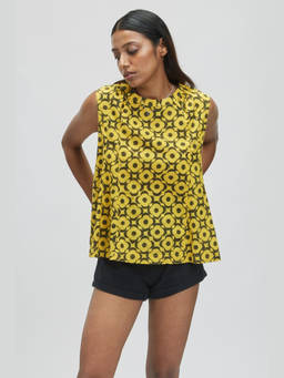 TERRA LUNA - Women Yellow Barbe Print Top