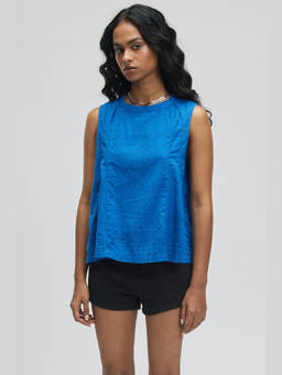 TERRA LUNA - Women Blue Barbe Print Top