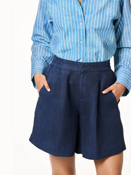 TERRA LUNA - Paloma Navy Blue Linen Shorts