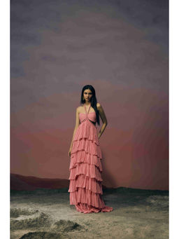 Ivory Rose - Pink The Rosette Fringe Gown