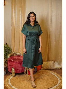 SHOWSHA - Emerald Eclipse Green A Line Midi Dress