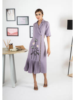 SHOWSHA - Real Love Lilac Pleated A Line Midi Dress