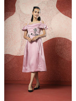 SHOWSHA - Rose Muse Pink A Line Midi Dress