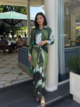 Poppi - Green Jade Printed Wrap Skirt