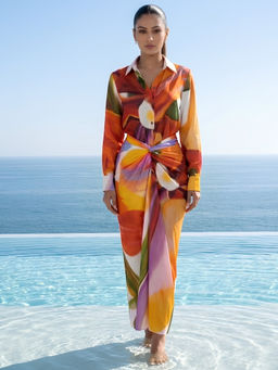 Poppi - Multi-Color Tropica Printed Wrap Skirt