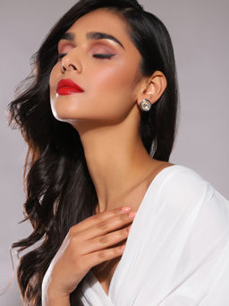 Ruby Raang Studio - Blue Meenakari Kundan Studs