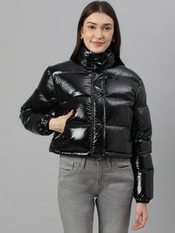 WOODS - Women Black High Neck Jacket