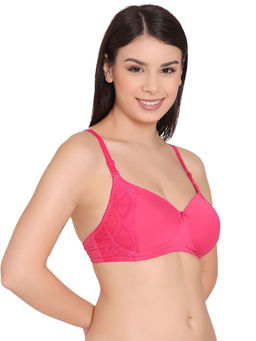 Groversons Paris Beauty - Women Pink Polyamide Padded Non-Wired Multiway Lace Bra