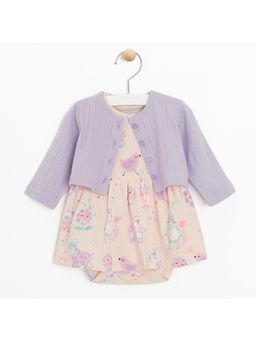 COOL CLUB - Baby Pink Floral Dress with Lavender Cardigan (Set of 2)