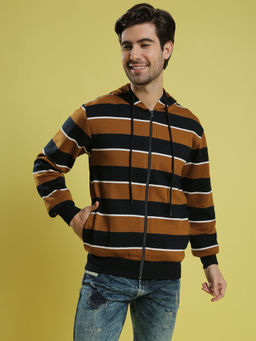 Campus Sutra - Men Striped Full Sleeve Stylish Casual Sweatshirts