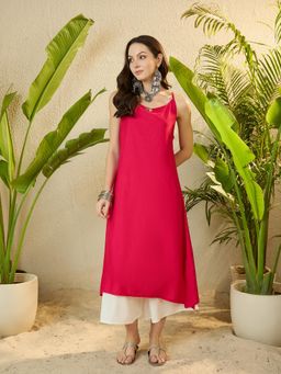 InWeave - Fuchsia Button Strappy Kurta