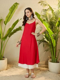 InWeave - Red Button Strappy Kurta