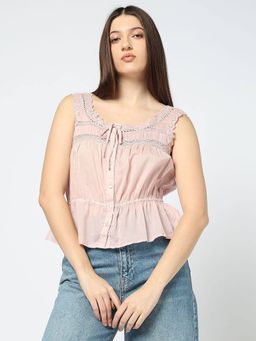 GAP - Women's Pink Lace Peplum Top