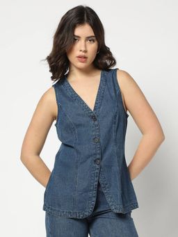 GAP - Women's Blue V-Neck Top