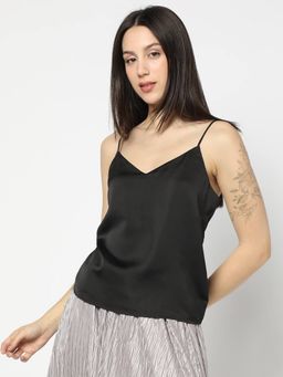 GAP - Women's Black V-Neck Shoulder-Straps Cami Top