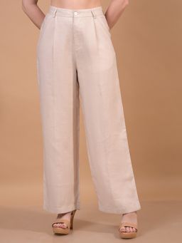 CRIMSOUNE CLUB - Women's Beige Wide Leg Pant