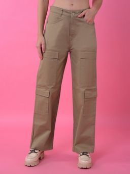 CRIMSOUNE CLUB - Women's Khaki Baggy Cargo Pant