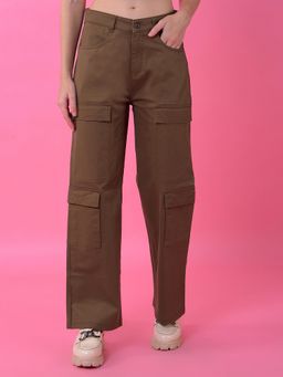CRIMSOUNE CLUB - Women's Brown Baggy Cargo Pant