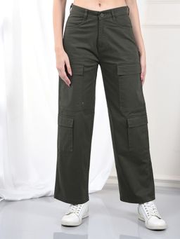 CRIMSOUNE CLUB - Women's Green Cargo Baggy Pant