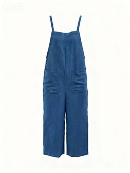 Outzidr - Blue Double Spaghetti Strap Jumpsuit