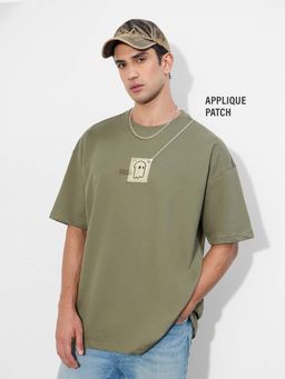 The Souled Store - Green Solid Oversized Fit T-Shirt