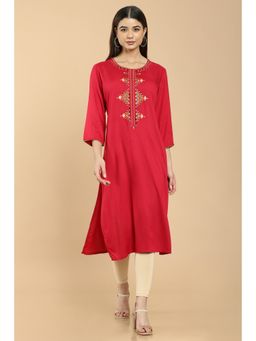 Soch - Maroon Rayon Kurta with Embroidery