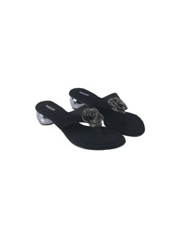 Mochi - Women Black Open Casual Slides Block Heels