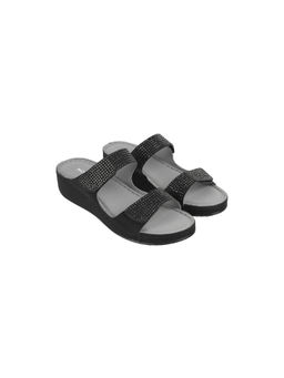 Mochi - Women Black Open Casual Slip On Sandals