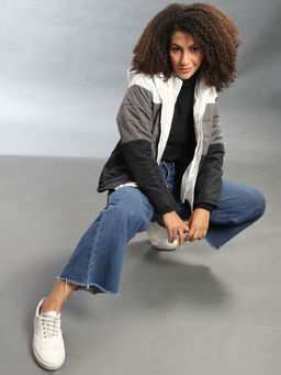 Campus Sutra - Multi Color Women Colorblock Stylish Casual Puffer Jacket