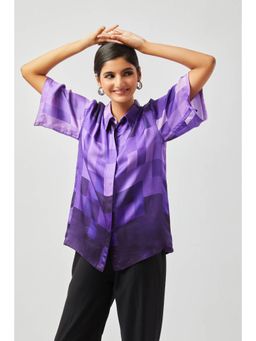 Contemponari - Purple Casablanca Collar Neck Shirt