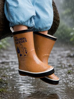 Little Surprise Box - Mr. Bear Brown Rubber Rain Gumboots for Kids - Brown
