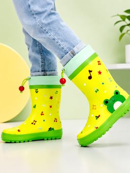 Little Surprise Box - Happy Frog Flexible Rubber Rain Gumboots for Kids - Yellow