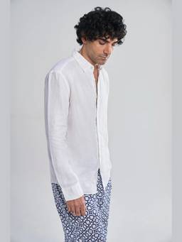 TERRA LUNA - Men White Coda Linen Beach Shirt