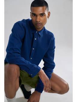 TERRA LUNA - Men Blue Coda Linen Beach Shirt